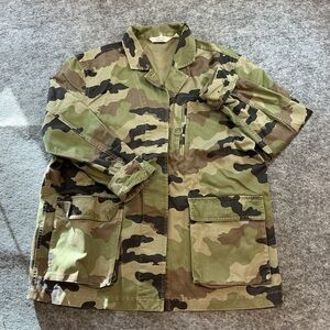 & Other Stories Brown Green Oversized Camo Canvas Jacket
